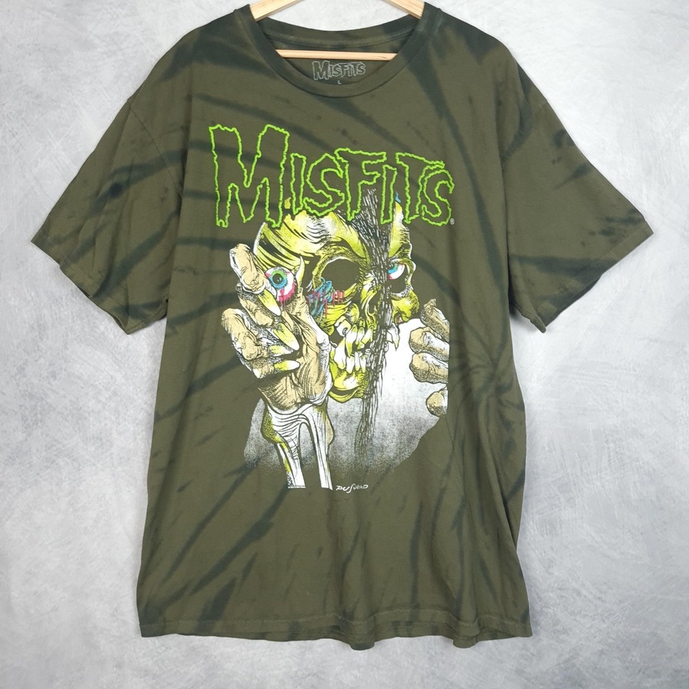 Misfits Shirt Mens Large Green Pushead Horror Graphic Tie Dye Punk Tee T-Shirt